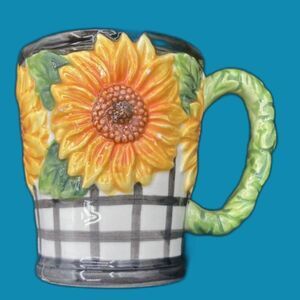 Fitz and Floyd Country Sunflower Coffee floral country Mug discontinued 1993